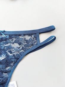 3 piezas de tanga para mujer de talla grande, de color liso, de cintura baja, transparente y con encaje calado