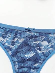 3 piezas de tanga para mujer de talla grande, de color liso, de cintura baja, transparente y con encaje calado