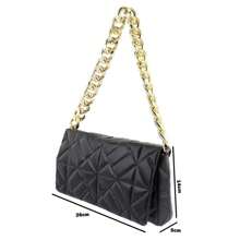 CHICK FASHION QUILTED BAG WITH THICK GOLD CHAIN - 黑色 - 查看 1