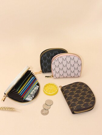 时尚字母印花半圆大容量卡包钱包名片夹信用卡夹女士女士钱包迷你钱包零钱包卡包