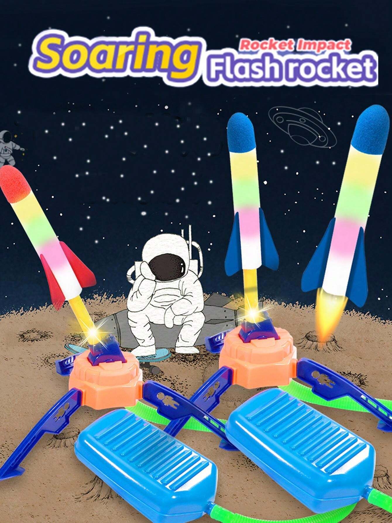 1set LightUp Rocket Launcher Toy, Outdoor Rocket Toy With Foot Pedal