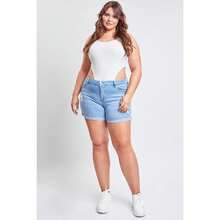 Plus Size Women's Curvy Fit Ultra  Cuffed Shorts - M Xanh trung bình Rips - Xem 3