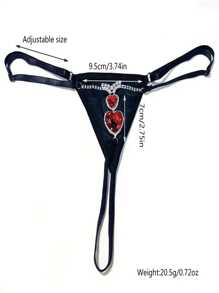 Heart Shape Red Crystal Encrusted Thong Bikini Sexy Beach Silver Plated Body Chain Jewelry - Multicolor - View 6