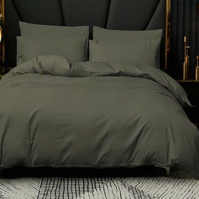 2/3pcs Bedding Set, Solid Color Skin-Friendly Bedding Set, Minimalist Style Bedding Set, Soft & Comfortable Bedroom Bedding Set, With Zipper Closure And Corner Ties, Washed Ultra-Fine Fiber Duvet Cover, Breathable, Lightweight, Silky, Suitable For All Seasons, Fit For Single/Double/King Size Bed, Includes 1 Duvet Cover And 2 Pillow Shams, Machine Washable, Room Decor, Bedroom Decor