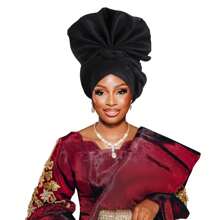 Nigerian Women's Hat Aso Oke Handmade Folding Fan Layered African Hat Topper Cap, Auto Gel Headwear, Suitable For Weddings, Parties, And Other Festivals, Adjustable Sleep Bonnet - Nigerian Turban Hat - View 17