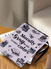 Stylish Zippered Book Cover - Waterproof, Zippered Book Pencil Case White Magic Book Skull Pattern Washable Fabric With Accessory Pockets - Ideal Gift For Readers Back To School,Back To School,School Supplies - Multicolor - View 5