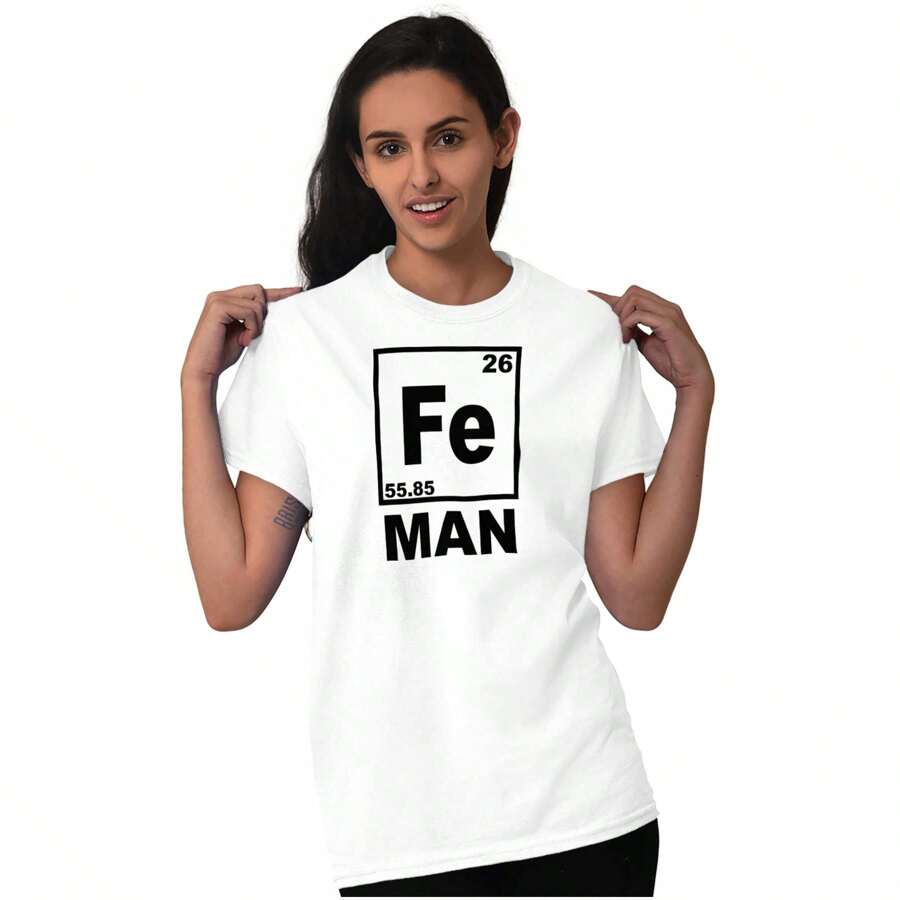 Fe Iron Science Elements Superhero Graphic T Shirt Men Or Women - White - View 1