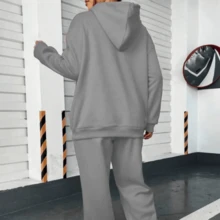 CONJUNTO CASUAL TALLAS EXTRAS CURVY 2 PIEZAS SUDADERA CON GORRO Y PANTALON  (GLORIA)HOT TRENDING BH - Gris Claro - Ver 3