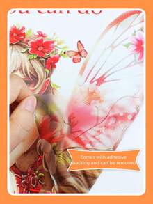 1pc Cute Fairy Butterfly Girl With English Slogan Wall Sticker Decal For Living Room, Bedroom Decor - Multicolor - View 6