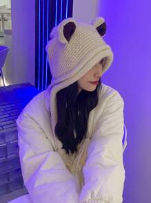 1pc New Stylish Multipurpose Casual High-Quality Cute Frog Knitted Ear Protection Beanie Hat For Outdoor Use, Windproof & Warm Winter Fall - Wool Cap - View 7