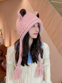 1pc New Stylish Multipurpose Casual High-Quality Cute Frog Knitted Ear Protection Beanie Hat For Outdoor Use, Windproof & Warm Winter Fall - Wool Cap - View 8