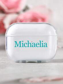 Custom Made Personalized Fashion TPU Bluetooth Earphone Protective Case With Letter/Name/Blessing Text For Apple 1/2/3, Unisex Design - Clear - View 8