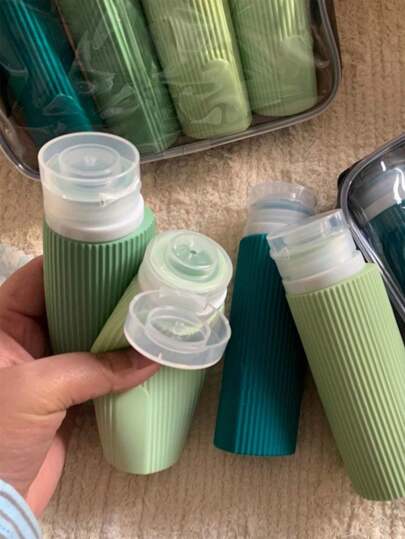 1/3 Pcs Travel Set, Squeezable Design, Portable, Leak-Proof, Reusable, Refillable Cosmetic Containers For Toiletries, Shampoo, Shower Gel And Lotion, Travel Essentials (With Free Biaoqian Card)