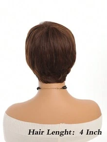 Tóc giả tổng hợp cắt ngắn màu nâu nhạt 4 inch dành cho phụ nữ sử dụng hàng ngày hoặc dự tiệc - Light Brown - Xem 2