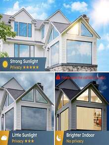 1 Roll Window Privacy Film One Way Mirror Daytime Privacy Window Film Static Cling Self Adhesive Reflective Window Film Sun Blocking Heat Control Anti UV  Protection Window Tint See Out Not In Window Covering For Home And Office, Silver Explosion-Proof Premium PET Material - Blue Silver - View 4