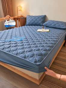 1入組防蟎防菌防水透氣床單,適用於臥室、客房和宿舍,可機洗,防塵床罩,採用柔軟透氣面料製成,防水床罩 - 藍色 - 查看 7