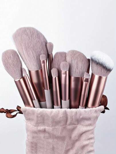 13Pcs Makeup Brush Set Soft Fluffy Professional Cosmetic Foundation Powder Eyeshadow Kabuki Blending Make Up Brush Beauty Tool With Bag Makeup Sponge Beauty Gift For Makeup Beginner Brown Random Color,Brush Set,Makeup Brush Kit,Make Up Brush Set,Make Up Set Complete,Makeup Brush Set,Complete Makeup Kit,Brush Kit,Brushes Makeup Set,Makeup Gift Set,Set
