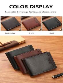1pc Men's Plain Color Multi-Card Slots Simple Striped Fashion Versatile Mature Wallet, Suitable For Men's Daily Use, Chinese New Year, Valentine's Day Gift, Spring/Summer, Holiday Travel - Black - View 12