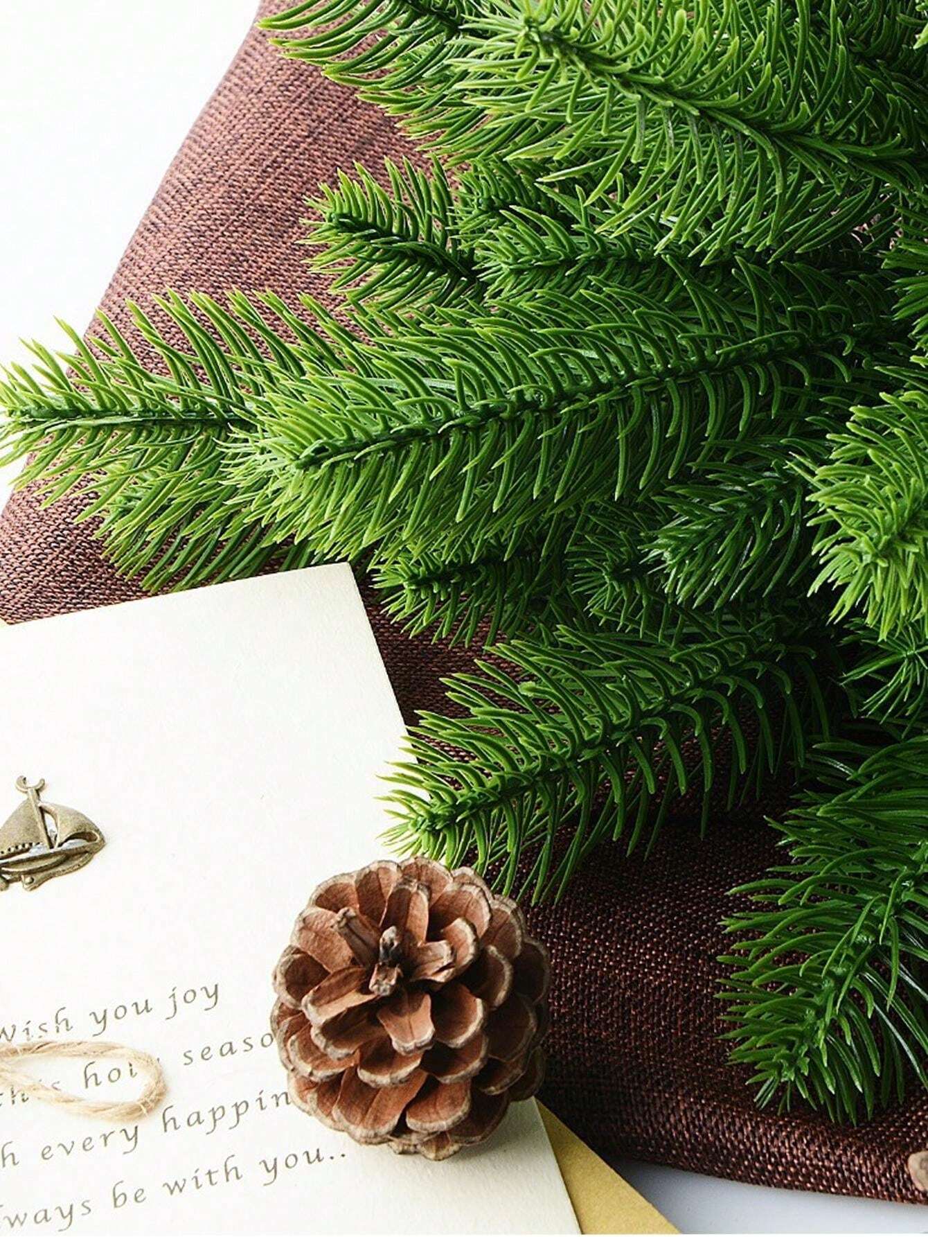 10pcs/1set 3pcs Artificial Pine Leaves, For Halloween, Christmas, Fake