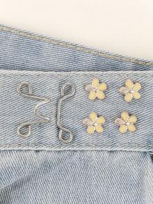 1pc Women Multi-Color Metallic Flower Decor Waist Chain Belt, Adjustable Anti-Flashing Accessory For Pants & Skirts Daily Wear & Photography Gifting - XYSP0126 - View 11