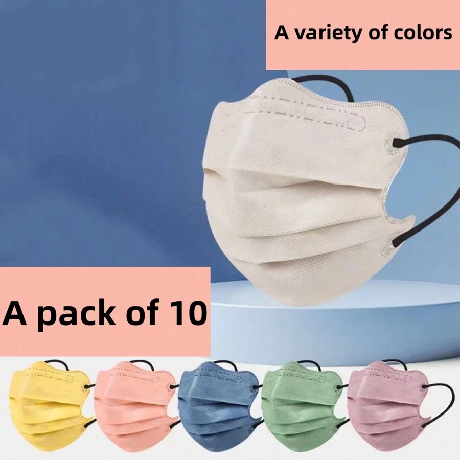 10pcs Disposable Face Masks For Women, Multi-Color, Fashionable, Breathable, UV Protection