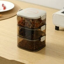 1pc Sealed Transparent Food Storage Box With Lid Multi-Layer Stackable Spice Containers Snack Box Kitchen Food Containers - Multicolor - View 12