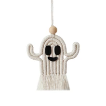 1pc Handmade Crochet Mini Cute Ghost Ornament, Halloween Style Hanging Decor For Door Handle, Car Rear View Mirror,Home Decor ,Room Decor,Wall Decor - Multicolor - View 9