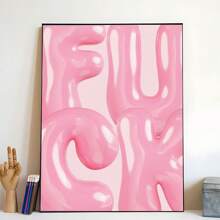 1pc Modern Creative Canvas Poster And Print, Pink Aesthetic Canvas Wall Art Decor, Suitable For Living Room, Bedroom, Dorm Wall Decoration, Frameless, Wall Art Gift, Birthday Graduation Gift - Pink - View 1