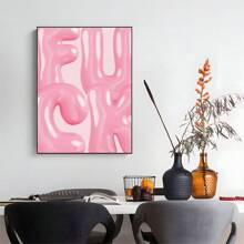 1pc Modern Creative Canvas Poster And Print, Pink Aesthetic Canvas Wall Art Decor, Suitable For Living Room, Bedroom, Dorm Wall Decoration, Frameless, Wall Art Gift, Birthday Graduation Gift - Pink - View 5