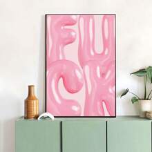 1pc Modern Creative Canvas Poster And Print, Pink Aesthetic Canvas Wall Art Decor, Suitable For Living Room, Bedroom, Dorm Wall Decoration, Frameless, Wall Art Gift, Birthday Graduation Gift - Pink - View 4