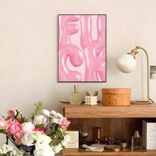 1pc Modern Creative Canvas Poster And Print, Pink Aesthetic Canvas Wall Art Decor, Suitable For Living Room, Bedroom, Dorm Wall Decoration, Frameless, Wall Art Gift, Birthday Graduation Gift - Pink - View 7