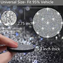 2 Packs Bling Car Cup Holder Coaster, 2.75 Inch Anti-Slip Shockproof Universal Fashion Car Coasters Insert Bling Car Accessories For Women