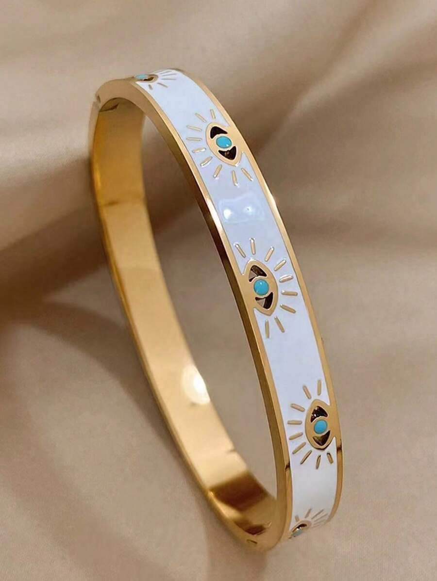 Turkish Evil Eyes Stainless Steel Bracelet Bangle For Women Men Fashion Drip Oil Lucky Eyes Cuff Bracelets Jewelry Gift - 1pc Bracelet - View 1