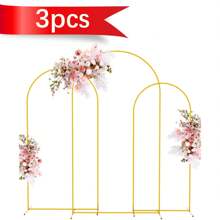 3Pcs(7.2FT+6.6FT+6FT)  Metal Arch Backdrop Stand Set Of 3 Gold Wedding Balloon Arched Backdrop Stand Square Arch Frame For Birthday Party Bridal Shower Ceremony Decoration - 金色 - 查看 1