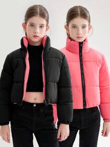 Kurtka przeciwdeszczowa Tween Girl Reversible Lightweight, krótka, z długim rękawem, zimowa