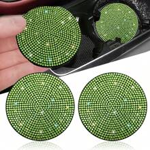 2 Packs Bling Car Cup Holder Coaster, 2.75 Inch Anti-Slip Shockproof Universal Fashion Car Coasters Insert Bling Car Accessories For Women