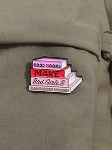 1 件创意“好书造就坏女孩和危险女人”教科书设计胸针，卡通徽章套装，适合男女日常佩戴，时尚珠宝配饰 - 書本 - 查看 4