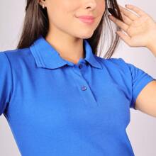 Women's Polo Shirt Collar T-Shirt Wholesale Royal Blue Piquet Uniform - Xanh đậm - Xem 3