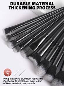 36pcs Makeup Brush Set, Including: 1 Multi-Functional Waterproof Zipper Makeup Bag + 25pcs Makeup Brushes + 3pcs Makeup Sponges + 3pcs Triangle Powder Puffs + 3pcs Mini Air Cushion Puffs + 1pc Makeup Brush Cleaning Tool - Black - View 5