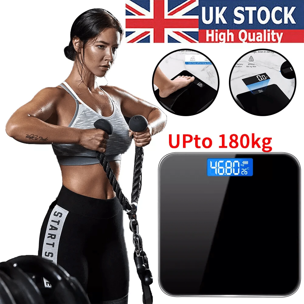 180KG Bathroom Scales For Body Weight Digital Smart Weighing Scale BMI - Black - View 1