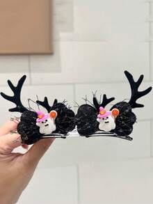 2pcs New Halloween Hair Clip, Pumpkin Ghost Skull Hair Accessory, Ghost Festival Party Dress, Headwear Hair Clip Suitable For Parties, Dances, Halloween Use Witch