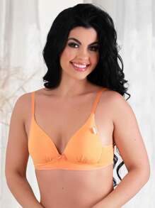 Bra With Basic Soft Cup Without Comfortable Wirefree Polyamide With Adjustable Strap REF: 1080 - trái cam - Xem 1