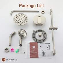 MONDAWE 8 Inch 3-Functions Wall Mounted Rainfall Shower Body Round Top Spray System With Handheld