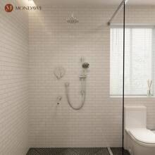 MONDAWE 8 Inch 3-Functions Wall Mounted Rainfall Shower Body Round Top Spray System With Handheld