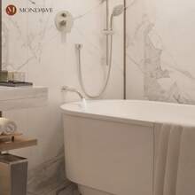 MONDAWE 8 Inch 3-Functions Wall Mounted Rainfall Shower Body Round Top Spray System With Handheld