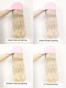 Hat Wigs Gold Long Body Wave Hair Wigs With Baseball Cap Attached All In One Synthetic Fiber Hair Wigs For Women Use Suitable For Medium Head Sizes - Gold - View 9
