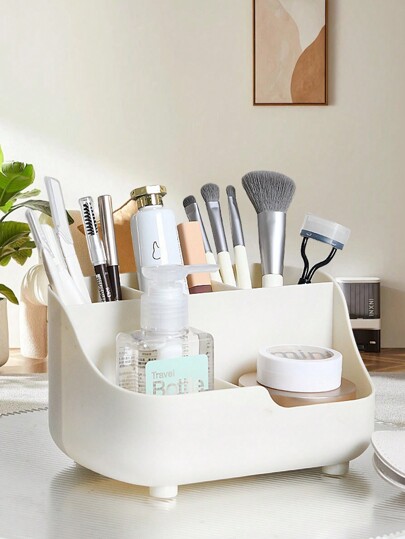 1 peça porta-pincéis de maquiagem multicamadas, organizador de mesa estilo country de grande capacidade, porta-pincéis de maquiagem multifuncional, balde de armazenamento para meninos e meninas, caixa de armazenamento de lápis multifuncional moderna e simples com várias grades, organizador de mesa para escritório doméstico, dormitório escolar, presente de Natal, presente de Ano Novo, para férias na praia, coleção de banheiro, coleção de quarto, grande capacidade