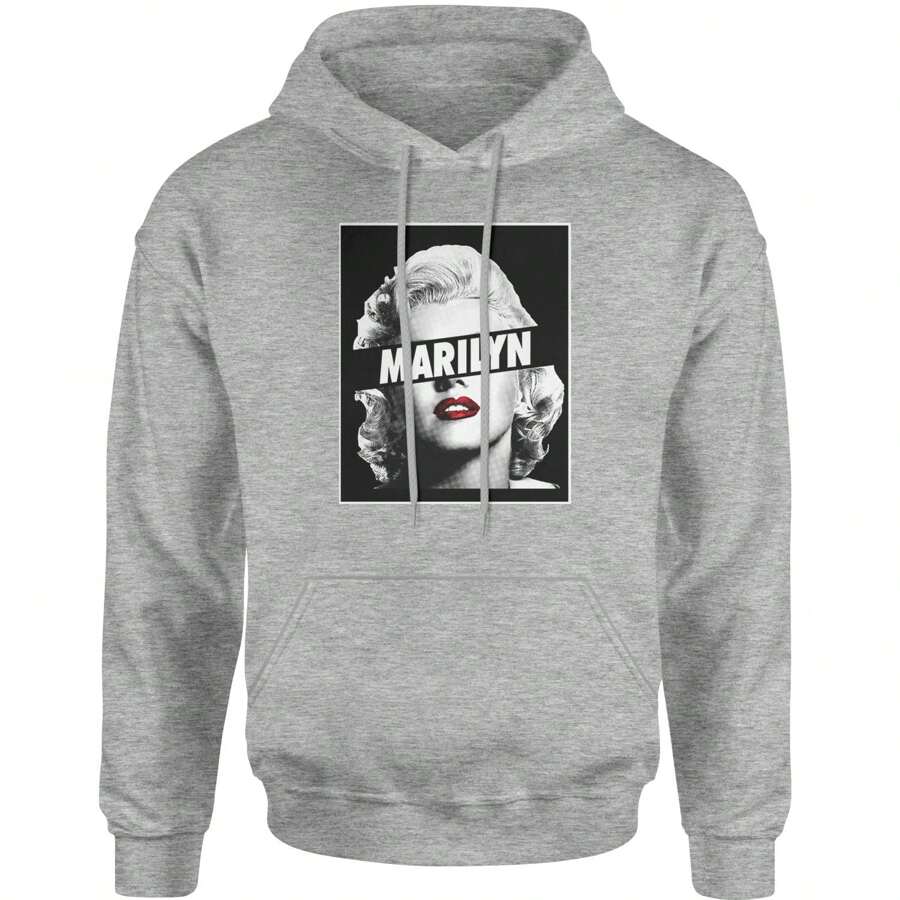 Marilyn Censored Adult Hoodie Sweatshirt - 希瑟灰色 - 查看 1