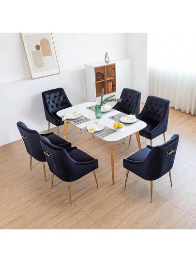LONXIU Dining Stoel Set Of Thick Fluwelen Fabric Padded Seat, Metal Legs, Kitchen Moderne Room, Living Bedroom