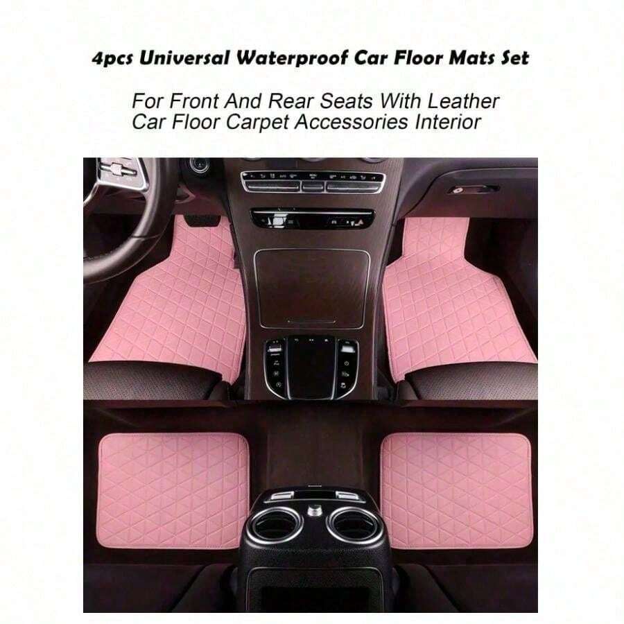 Easypie Selection 2pcs/4pcs Universal Waterproof Car Mats Set For Front And Rear, Car Carpet Accessories Interior Decor - Dark Beige - View 1
